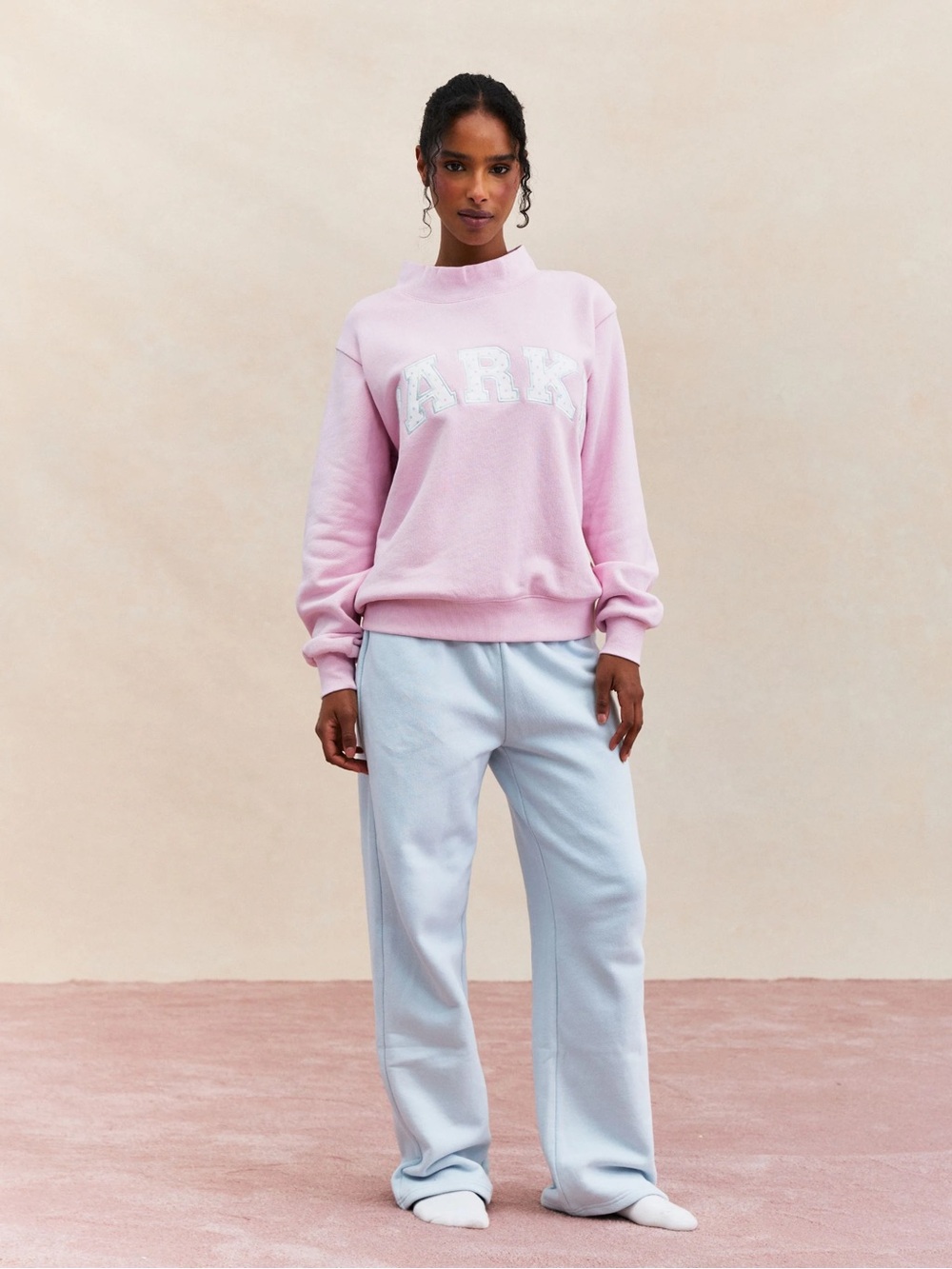 Parke Women's Varsity Mockneck Sweatshirt - Birthday Cake Pink - Picture 2 of 2